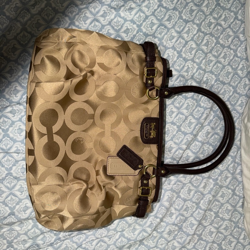 Coach Tan and Brown Signature Tote